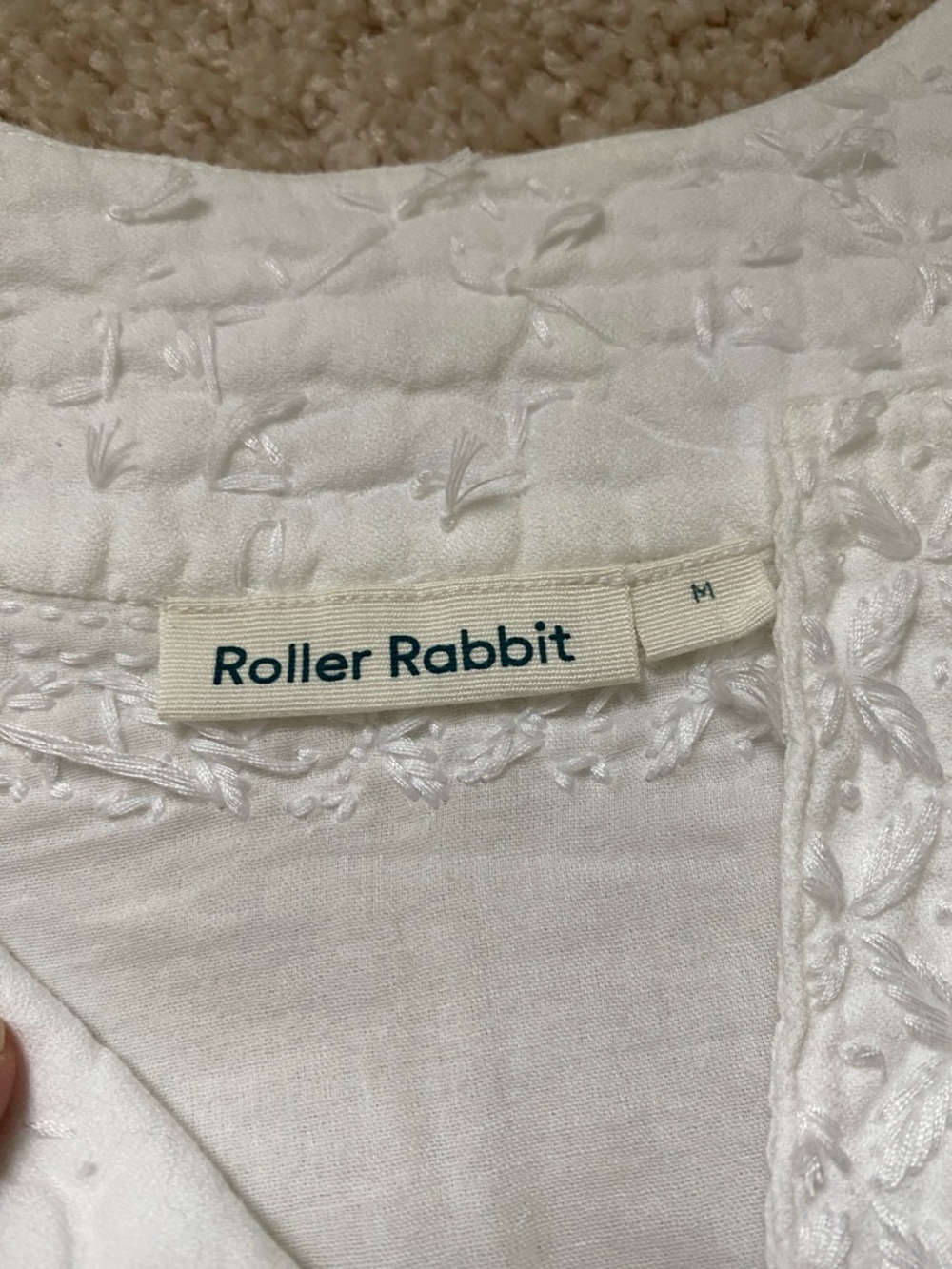Roller Rabbit White Floral Embroidered Blouse - Picture 2 of 6